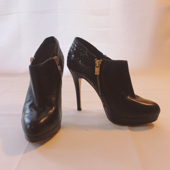 Michael Kors York Leather & Python Heeled Booties - Picture 5 of 5